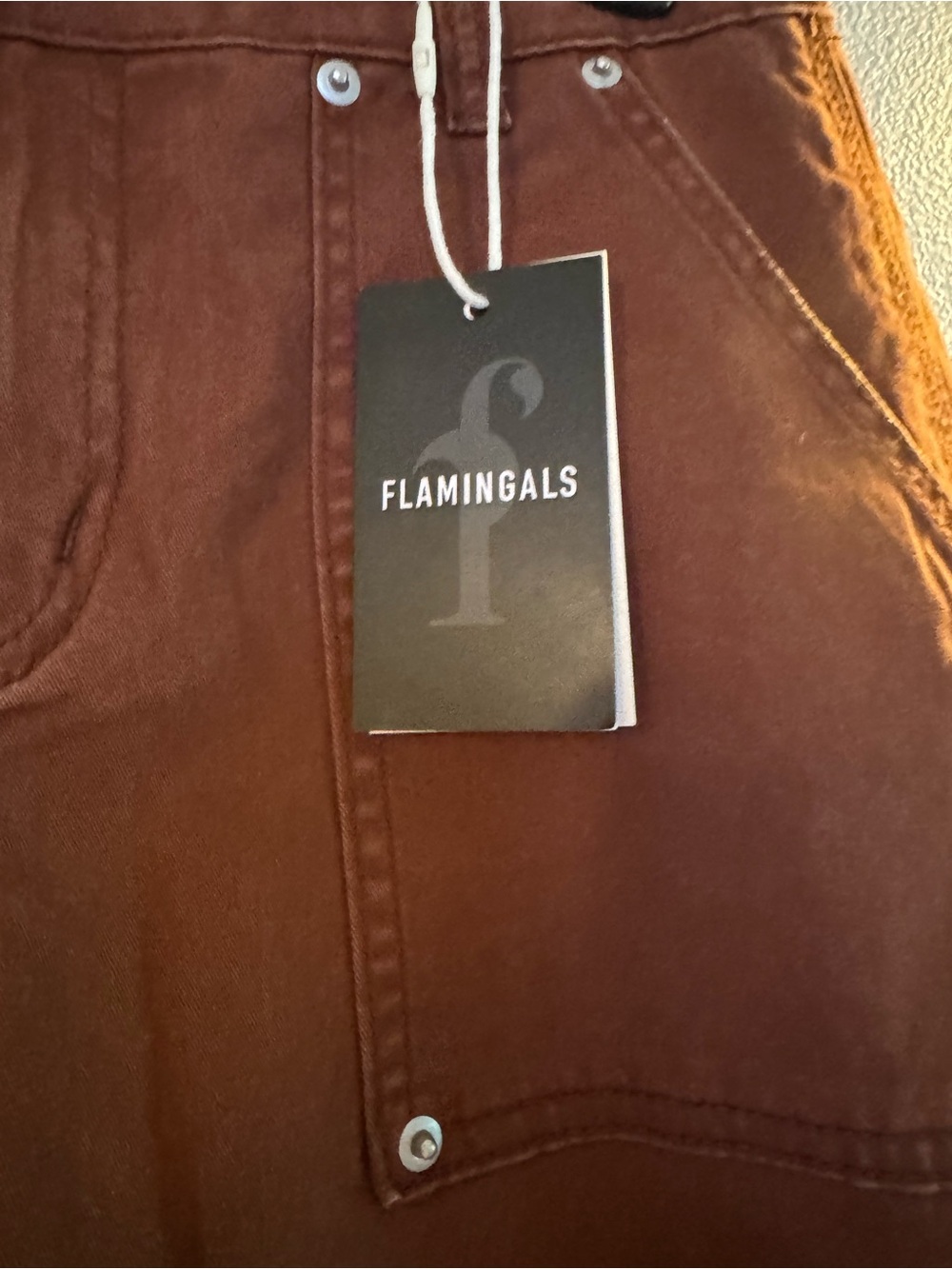 Flamingoals Women’s Wide Leg Jeans - Rust Brown - Picture 2 of 4
